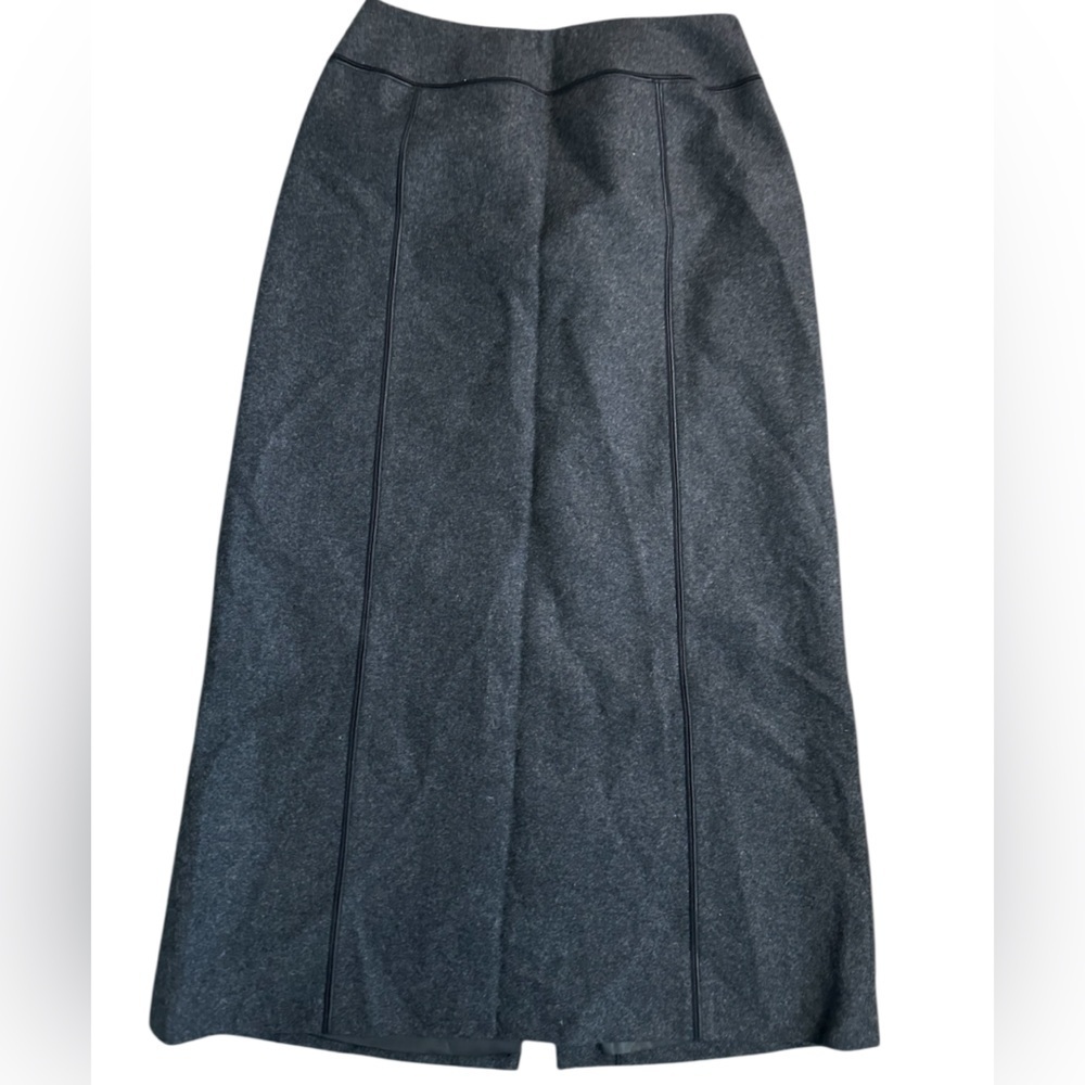A407 Vintage Dark gray Midi Wool Skort with black piping workcore